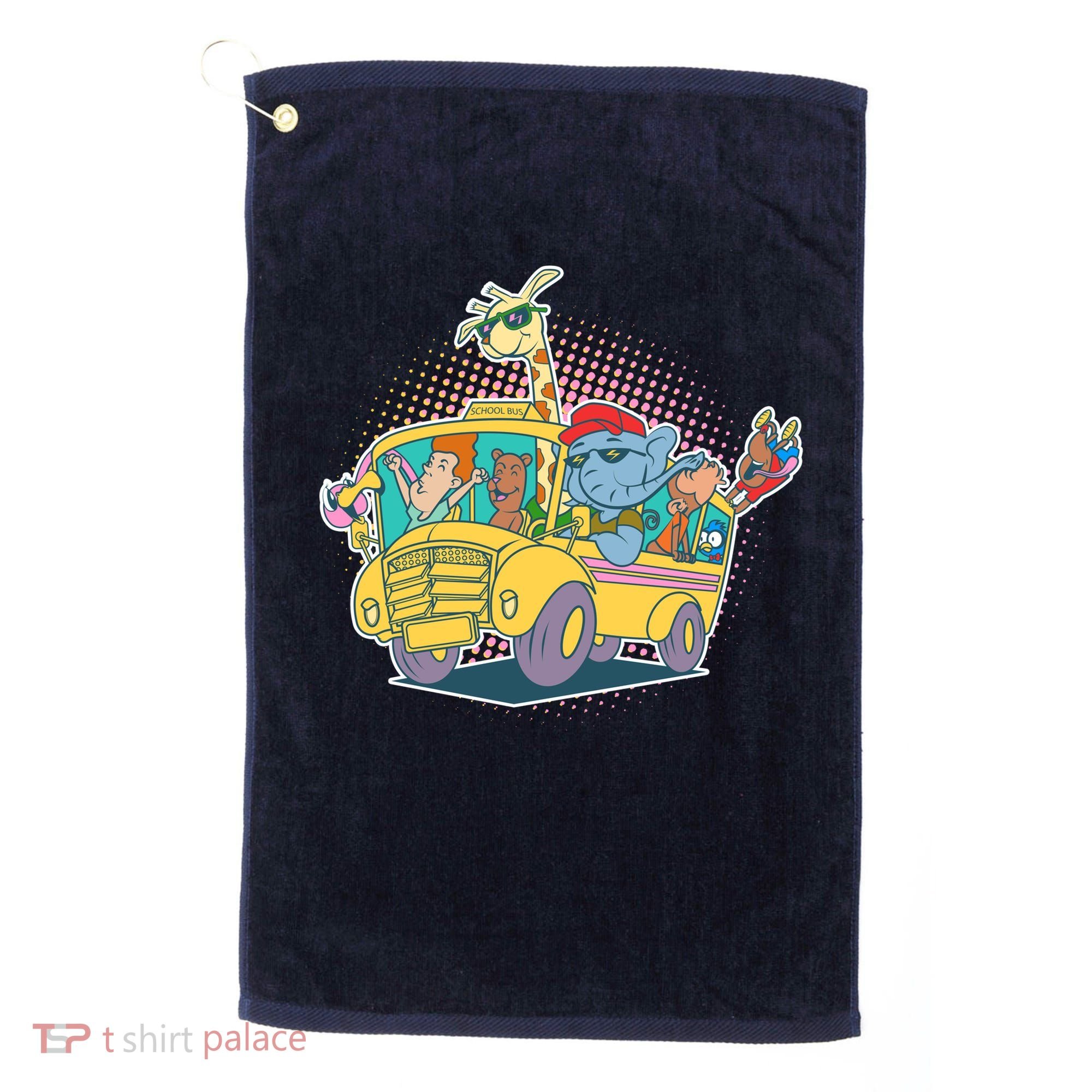 Funny Cool Back to School Animals School Bus Golf Towel