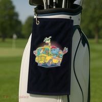 Funny Cool Back to School Animals School Bus Golf Towel thumb 2
