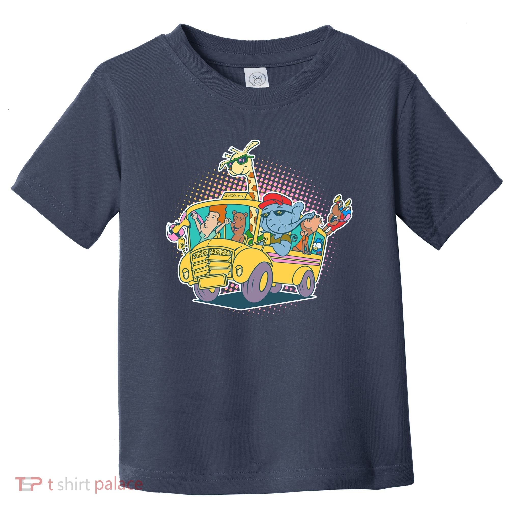 Funny Cool Back to School Animals School Bus Toddler T-Shirt