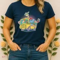 Funny Cool Back to School Animals School Bus Women's T-Shirt thumb 2