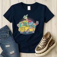 Funny Cool Back to School Animals School Bus Women's T-Shirt thumb 3
