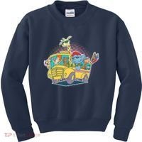 Funny Cool Back to School Animals School Bus Kids Sweatshirt thumb 0