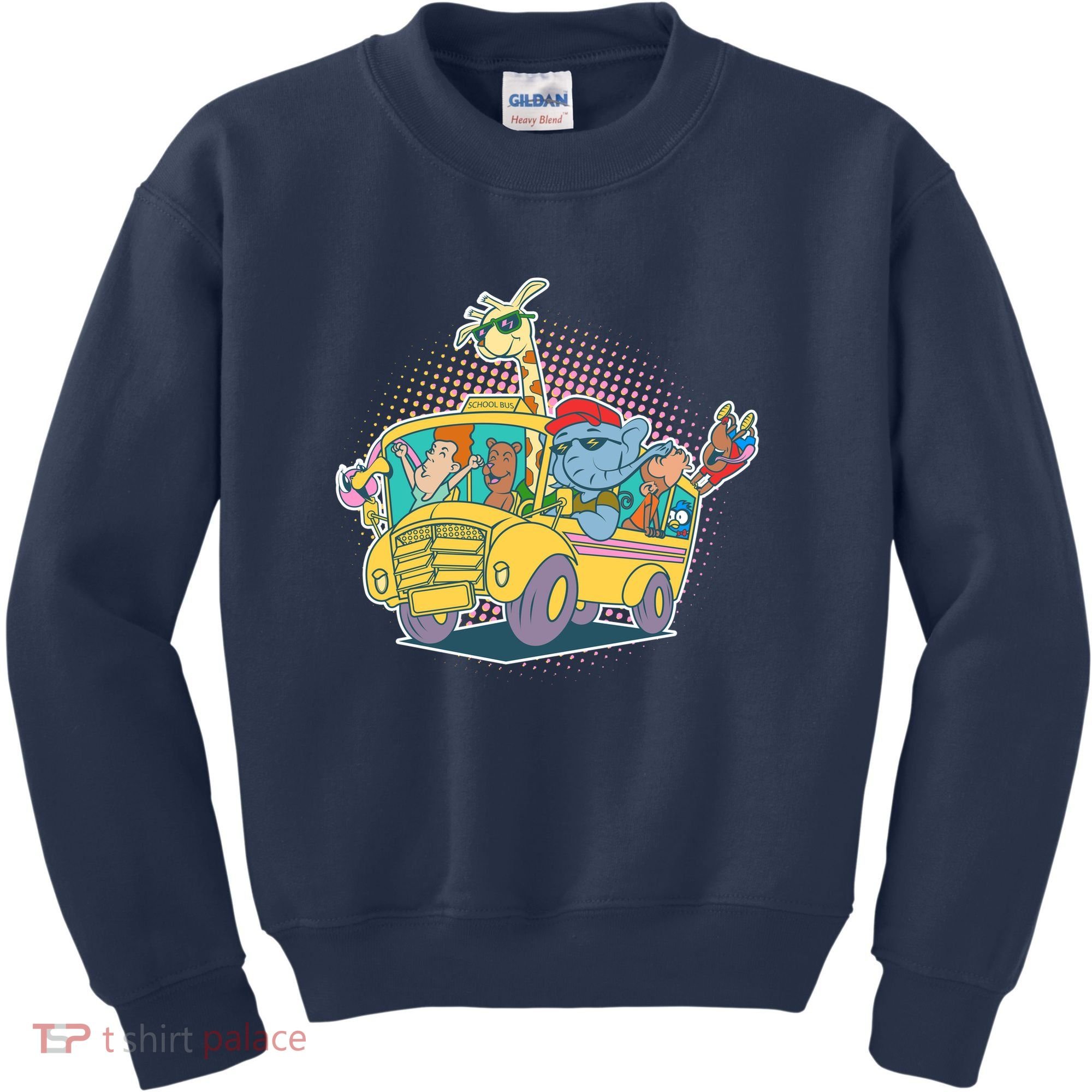 Funny Cool Back to School Animals School Bus Kids Sweatshirt