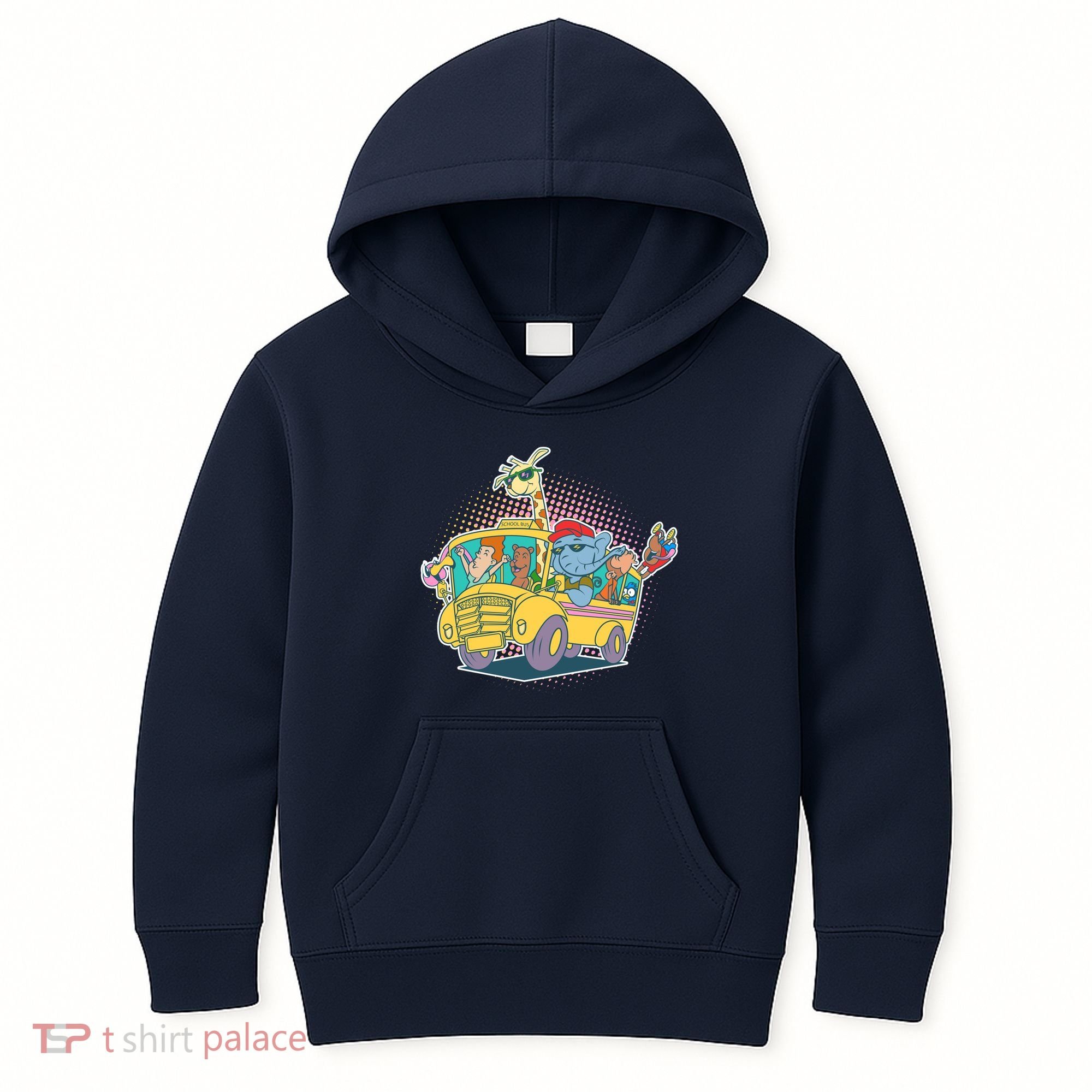 Funny Cool Back to School Animals School Bus Kids Hoodie