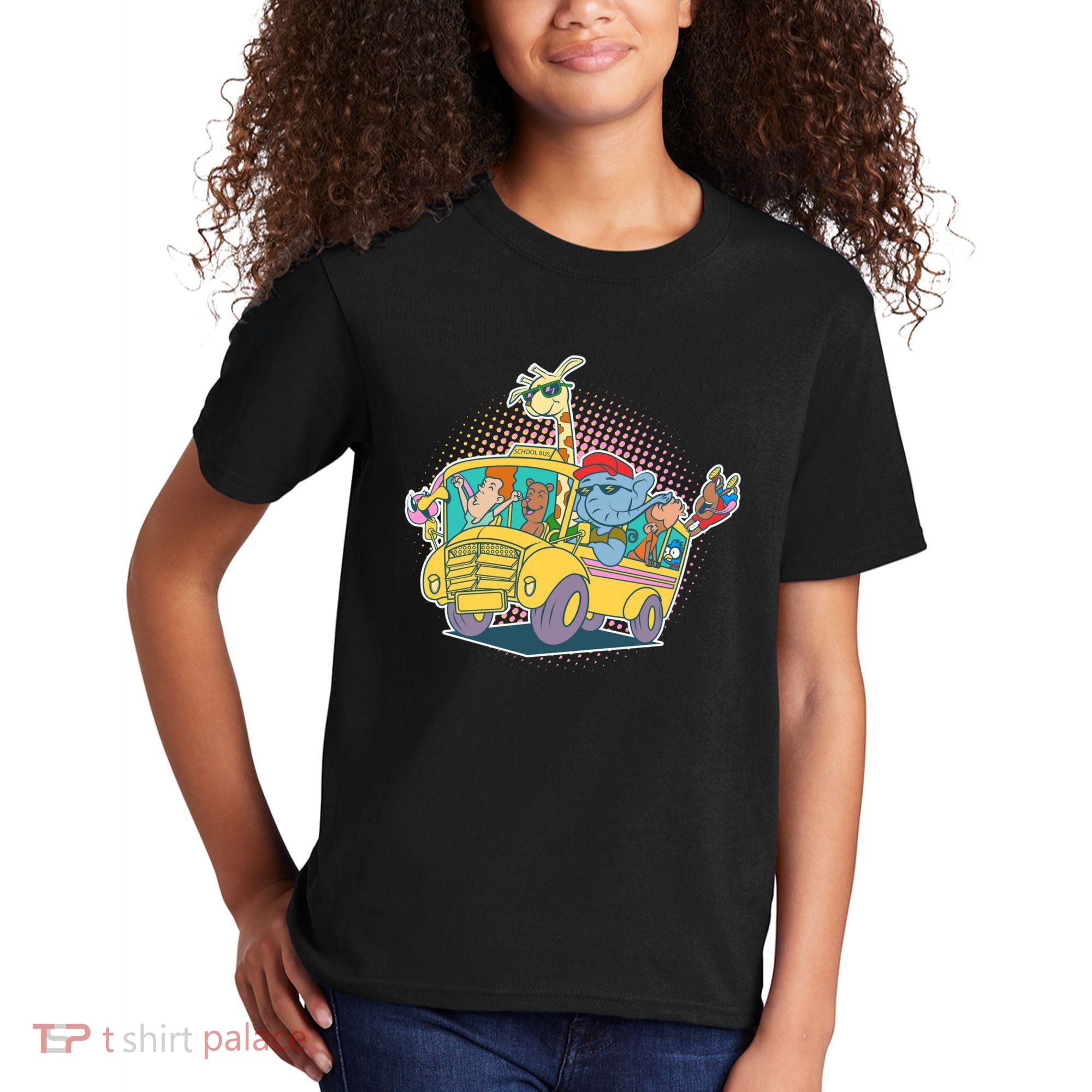Funny Cool Back to School Animals School Bus Kids T-Shirt