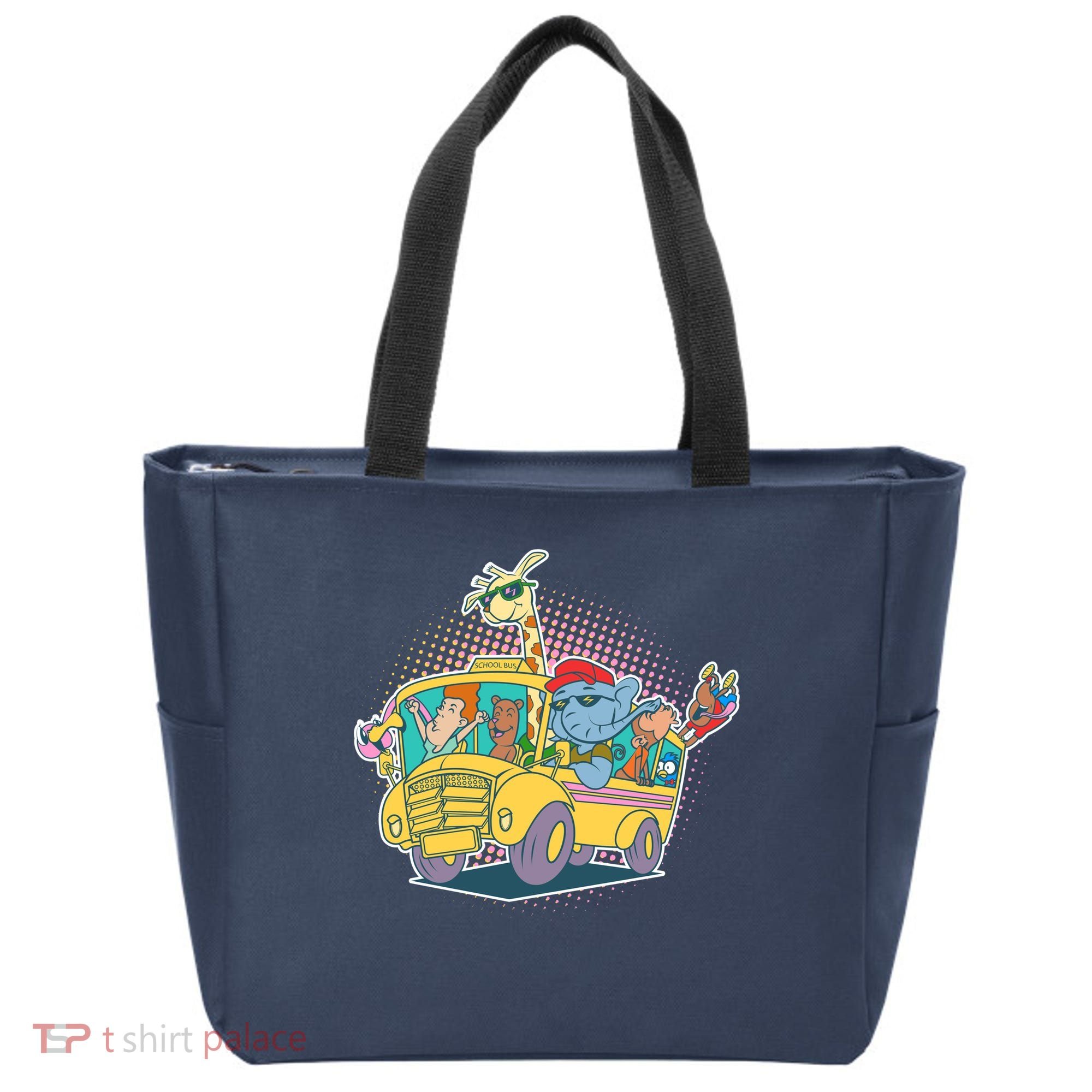 Funny Cool Back to School Animals School Bus Tote Bag