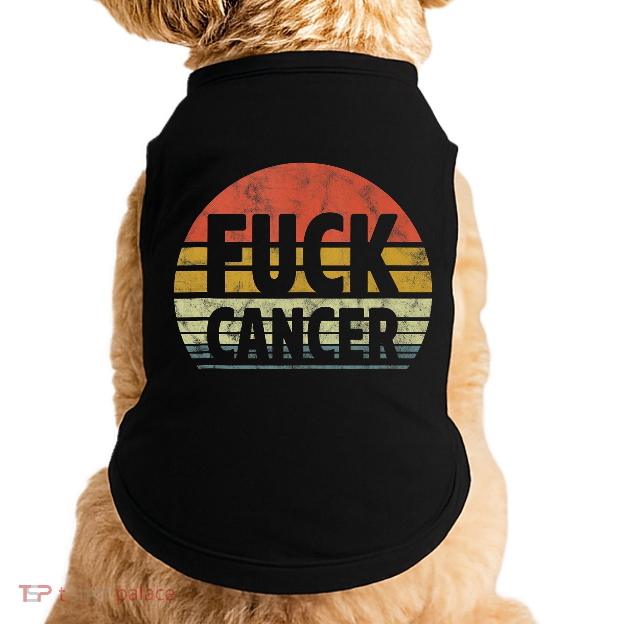Fuck Cancer Breast Cancer Awareness Gift Retro Distressed Doggie Tank