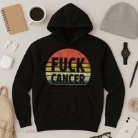 Fuck Cancer Breast Cancer Awareness Gift Retro Distressed Hoodie thumb 3