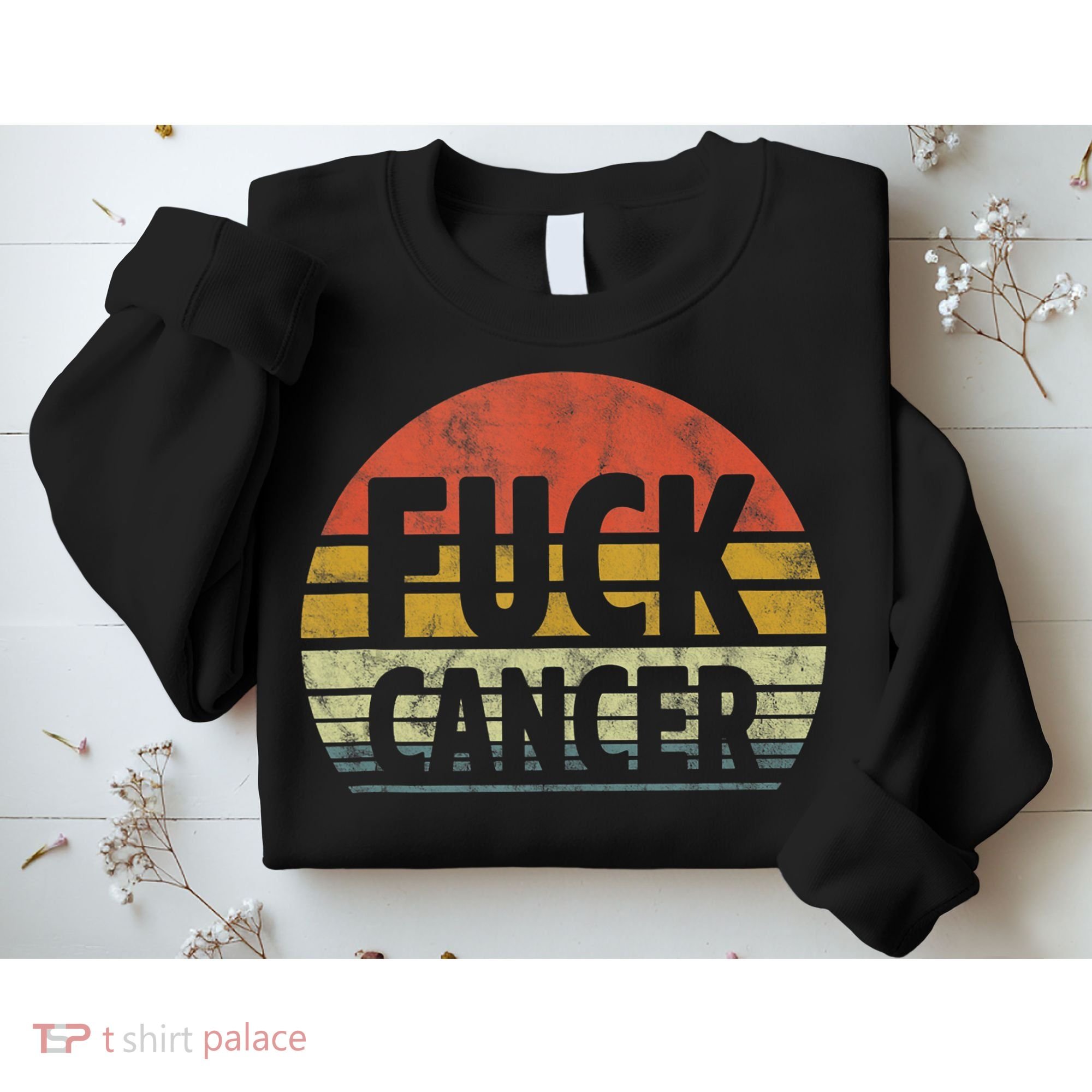 Fuck Cancer Breast Cancer Awareness Gift Retro Distressed Sweatshirt