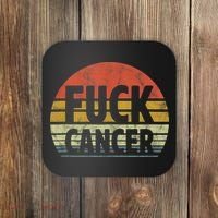 Fuck Cancer Breast Cancer Awareness Gift Retro Distressed Coaster thumb 0