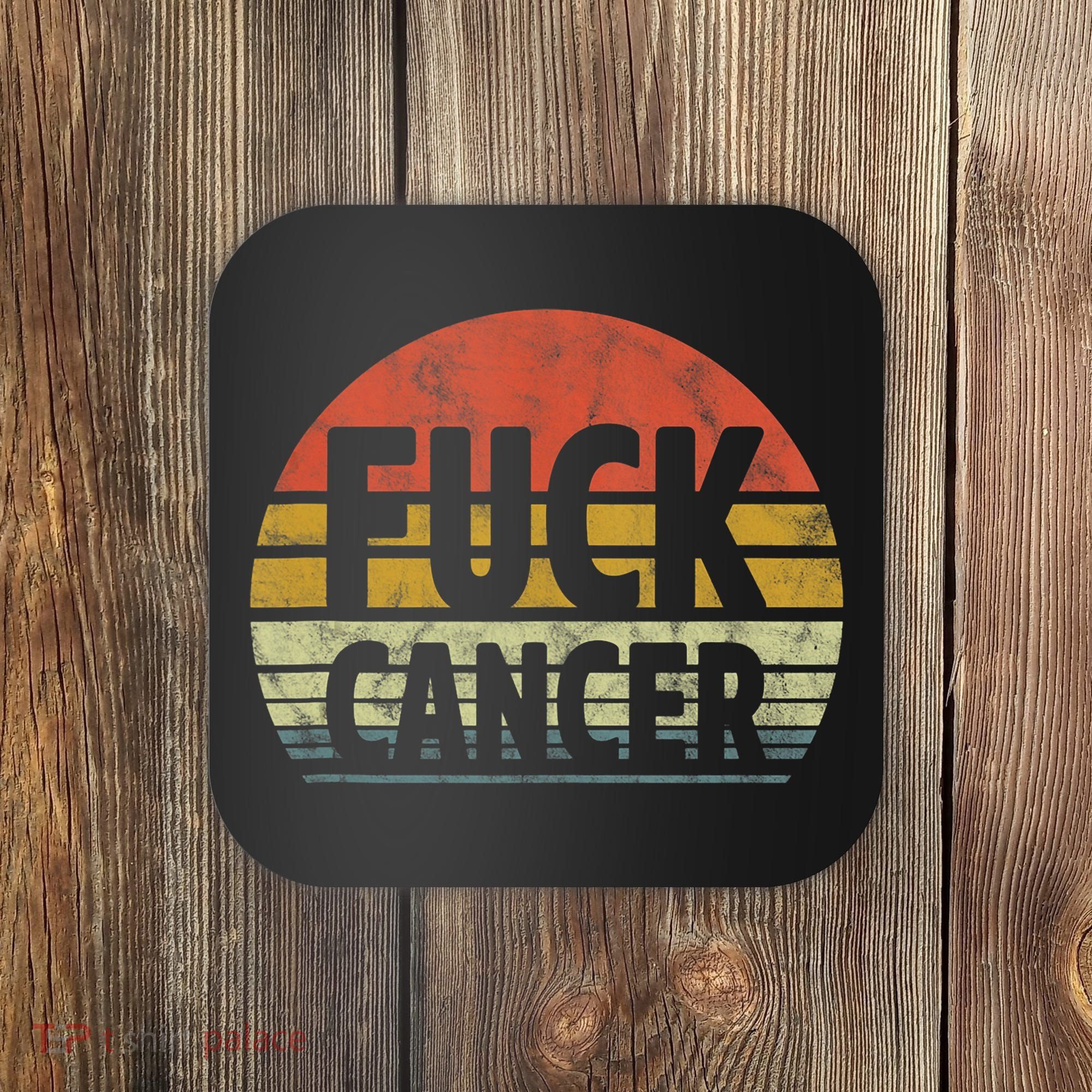 Fuck Cancer Breast Cancer Awareness Gift Retro Distressed Coaster