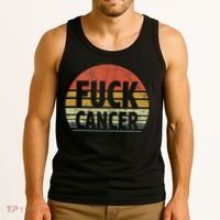 Fuck Cancer Breast Cancer Awareness Gift Retro Distressed Tank Top thumb 3