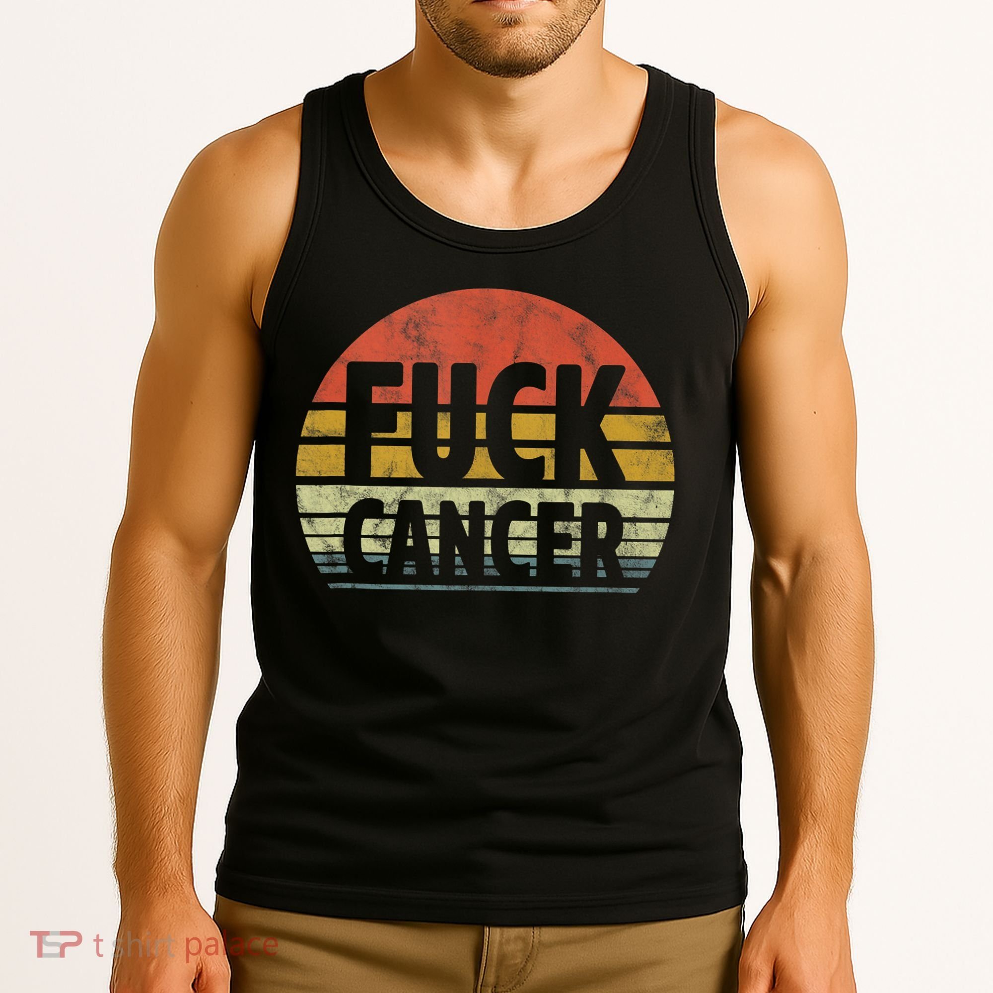 Fuck Cancer Breast Cancer Awareness Gift Retro Distressed Tank Top