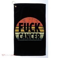 Fuck Cancer Breast Cancer Awareness Gift Retro Distressed Golf Towel thumb 0