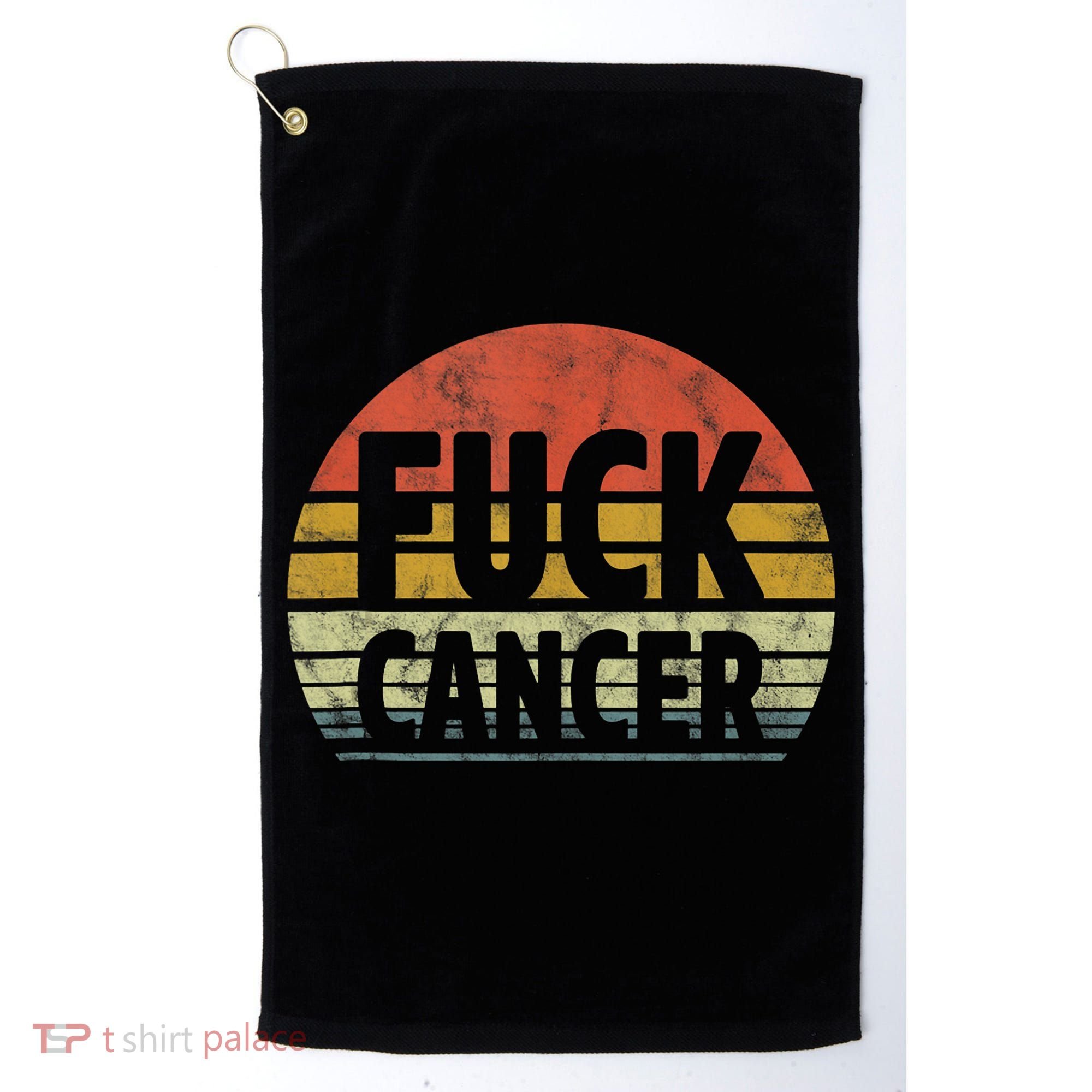 Fuck Cancer Breast Cancer Awareness Gift Retro Distressed Golf Towel