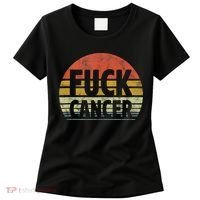Fuck Cancer Breast Cancer Awareness Gift Retro Distressed Women's T-Shirt thumb 0