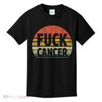 Fuck Cancer Breast Cancer Awareness Gift Retro Distressed Kids T-Shirt thumb 0