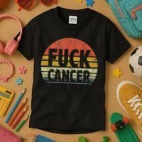 Fuck Cancer Breast Cancer Awareness Gift Retro Distressed Kids T-Shirt thumb 3