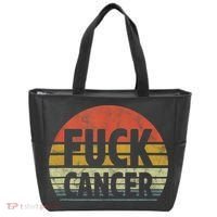 Fuck Cancer Breast Cancer Awareness Gift Retro Distressed Tote Bag thumb 0