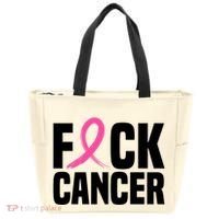 Fuck Cancer Breast Cancer Awareness Gift Retro Distressed Tote Bag thumb 0