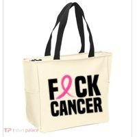 Fuck Cancer Breast Cancer Awareness Gift Retro Distressed Tote Bag thumb 2