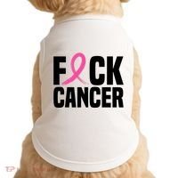 Fuck Cancer Breast Cancer Awareness Gift Retro Distressed Doggie Tank thumb 0