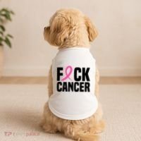 Fuck Cancer Breast Cancer Awareness Gift Retro Distressed Doggie Tank thumb 2