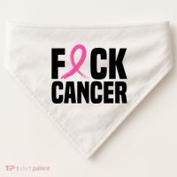 Fuck Cancer Breast Cancer Awareness Gift Retro Distressed USA-Made Doggie Bandana thumb 0