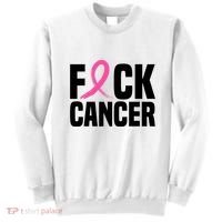 Fuck Cancer Breast Cancer Awareness Gift Retro Distressed Sweatshirt thumb 0