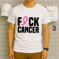 Fuck Cancer Breast Cancer Awareness Gift Retro Distressed T-Shirt thumb 6