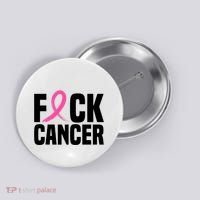 Fuck Cancer Breast Cancer Awareness Gift Retro Distressed Button thumb 0