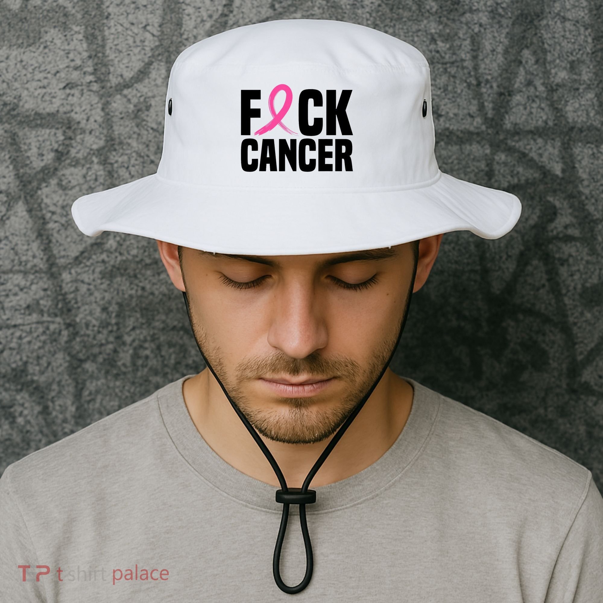 Fuck Cancer Breast Cancer Awareness Gift Retro Distressed Bucket Hat