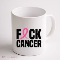 Fuck Cancer Breast Cancer Awareness Gift Retro Distressed Coffee Mug thumb 1