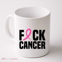 Fuck Cancer Breast Cancer Awareness Gift Retro Distressed Coffee Mug thumb 0