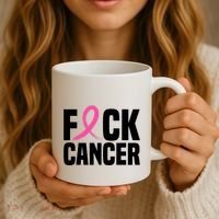 Fuck Cancer Breast Cancer Awareness Gift Retro Distressed Coffee Mug thumb 3