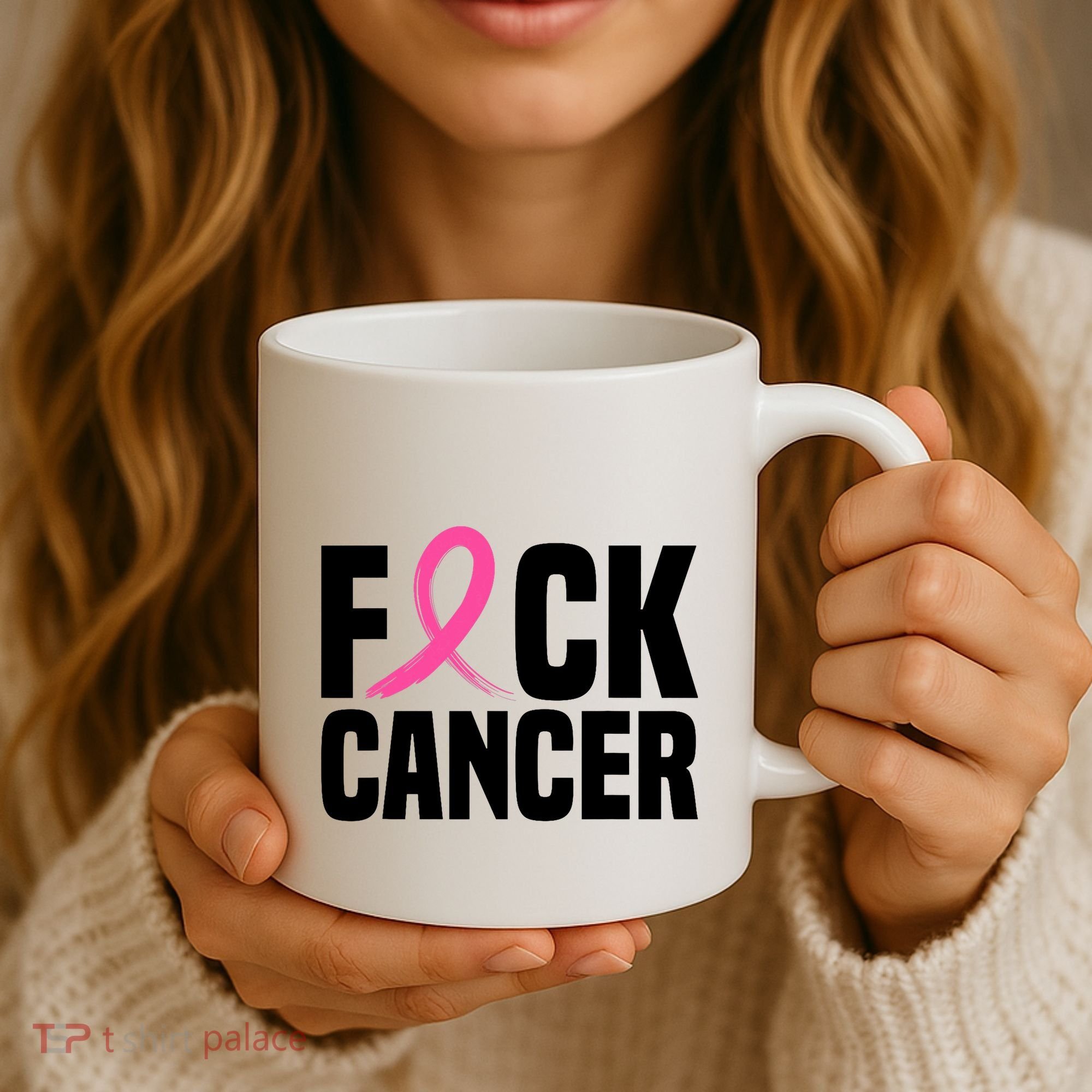 Fuck Cancer Breast Cancer Awareness Gift Retro Distressed Coffee Mug