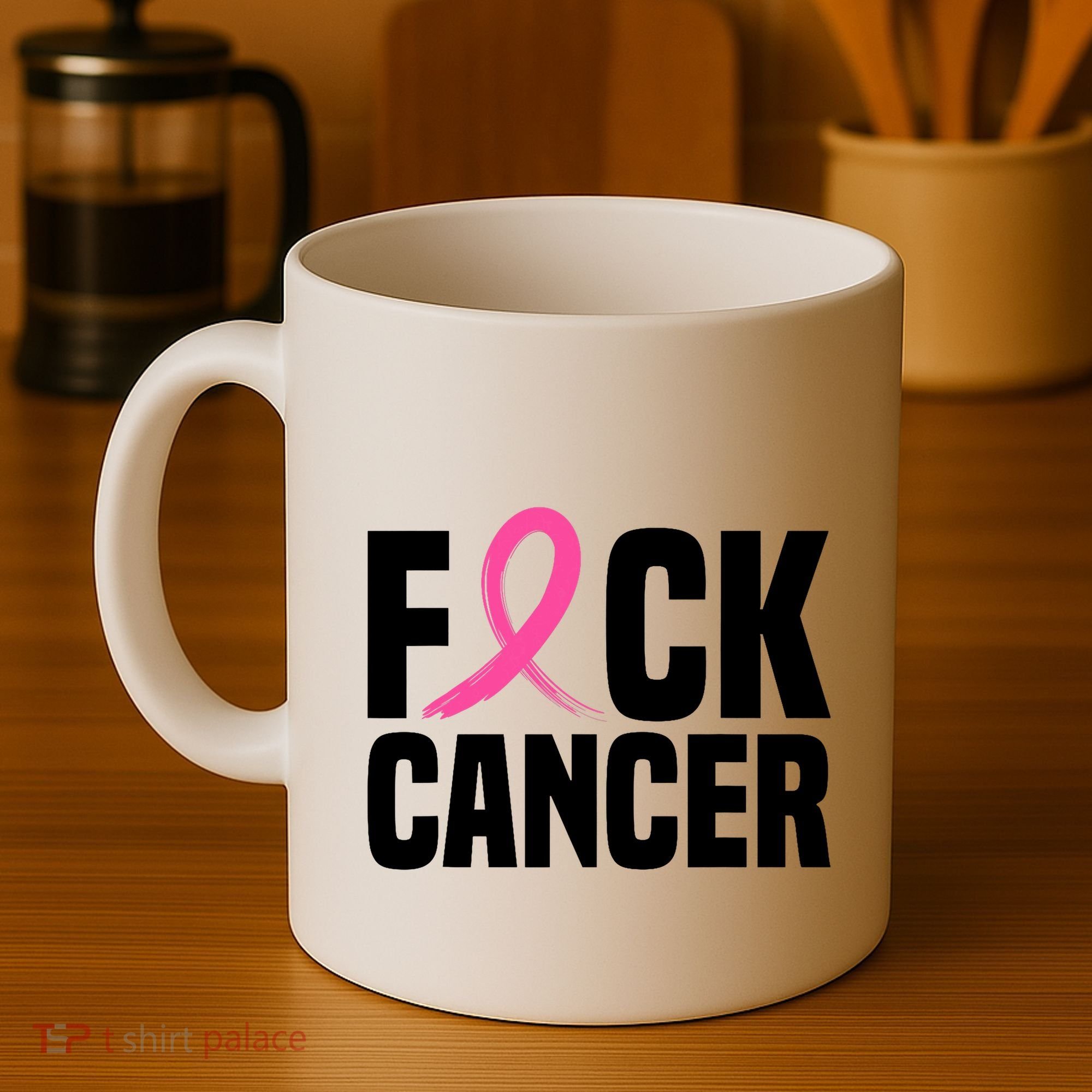 Fuck Cancer Breast Cancer Awareness Gift Retro Distressed Coffee Mug