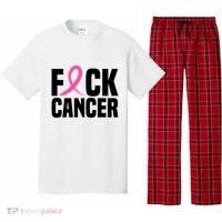Fuck Cancer Breast Cancer Awareness Gift Retro Distressed Pajama Set thumb 0
