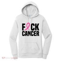Fuck Cancer Breast Cancer Awareness Gift Retro Distressed Women's Hoodie thumb 0