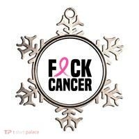 Fuck Cancer Breast Cancer Awareness Gift Retro Distressed Ornament thumb 0