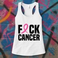 Fuck Cancer Breast Cancer Awareness Gift Retro Distressed Women's Tank Top thumb 3