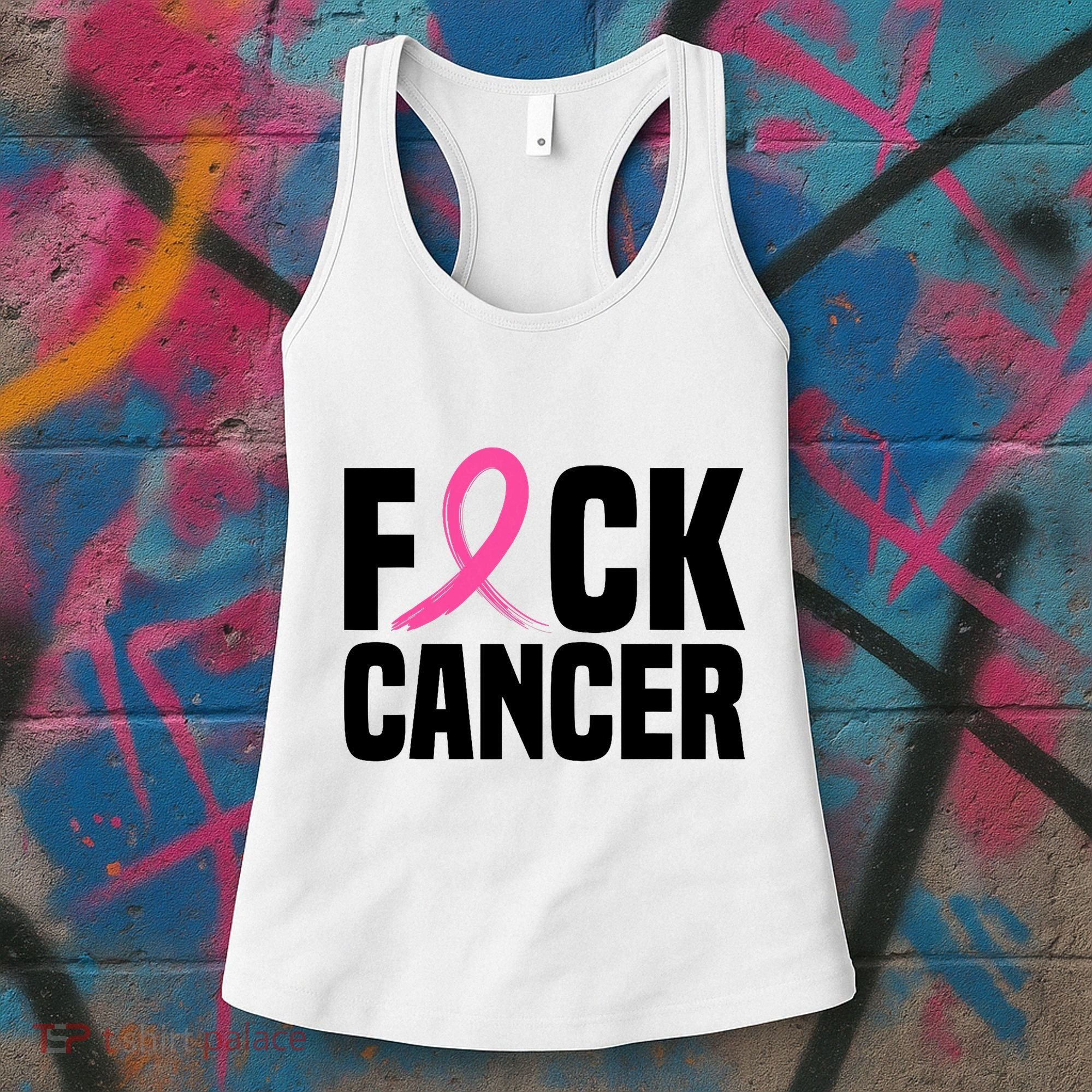 Fuck Cancer Breast Cancer Awareness Gift Retro Distressed Women's Tank Top