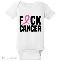Fuck Cancer Breast Cancer Awareness Gift Retro Distressed Baby Bodysuit thumb 0