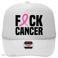 Fuck Cancer Breast Cancer Awareness Gift Retro Distressed Hat thumb 0