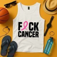 Fuck Cancer Breast Cancer Awareness Gift Retro Distressed Tank Top thumb 4