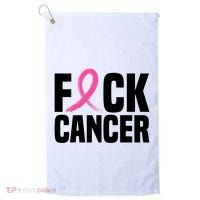 Fuck Cancer Breast Cancer Awareness Gift Retro Distressed Golf Towel thumb 0