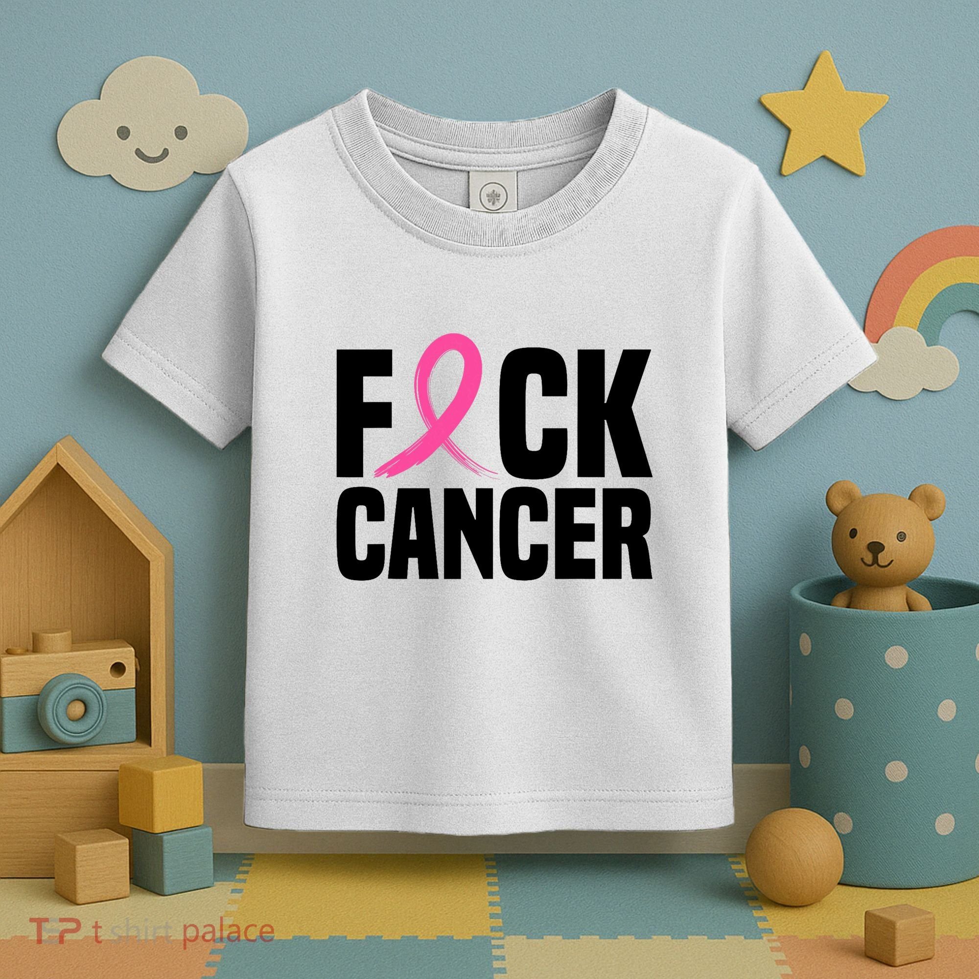 Fuck Cancer Breast Cancer Awareness Gift Retro Distressed Toddler T-Shirt