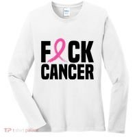 Fuck Cancer Breast Cancer Awareness Gift Retro Distressed Women's Long Sleeve Shirt thumb 0
