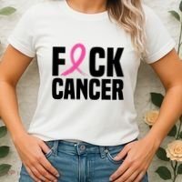 Fuck Cancer Breast Cancer Awareness Gift Retro Distressed Women's T-Shirt thumb 2