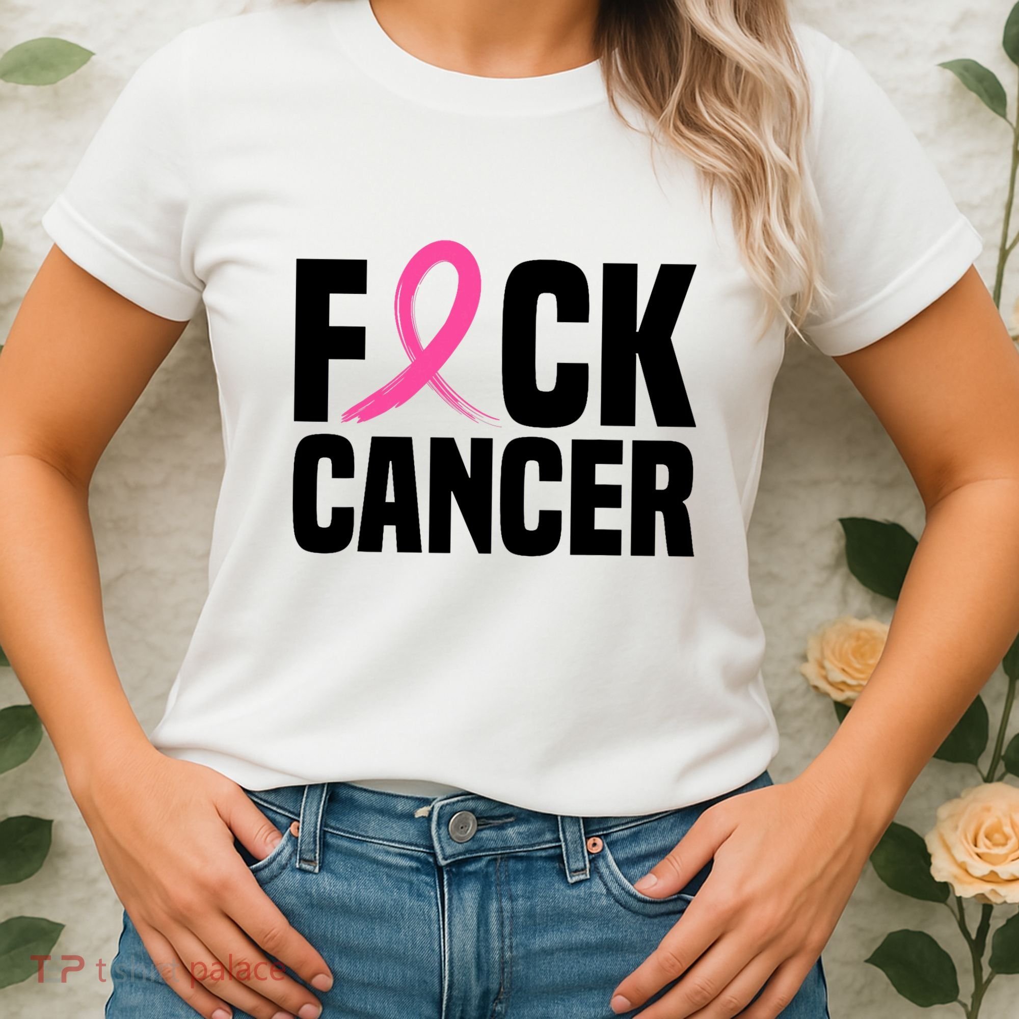 Fuck Cancer Breast Cancer Awareness Gift Retro Distressed Women's T-Shirt